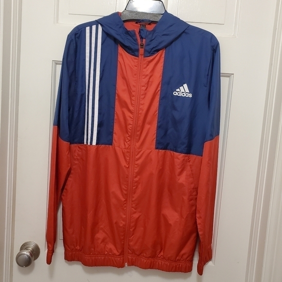 Adidas Navy & Red Lightweight Windbreaker Size Small, athlesiure, Athletic wear - Picture 2 of 9
